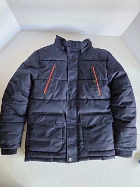 Kids Navy Puffer Jacket with Large Pockets